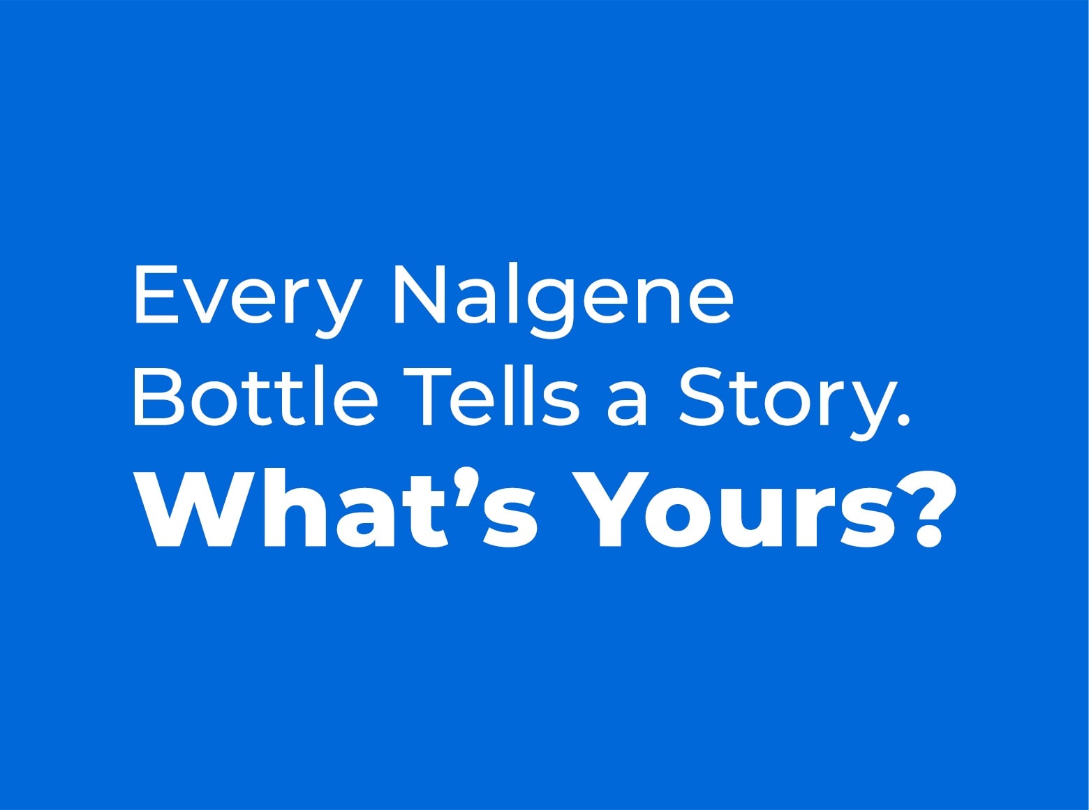 a detail shot for Nalgene Campaign reading Every Nalgene Bottle tells a story. What's yours?