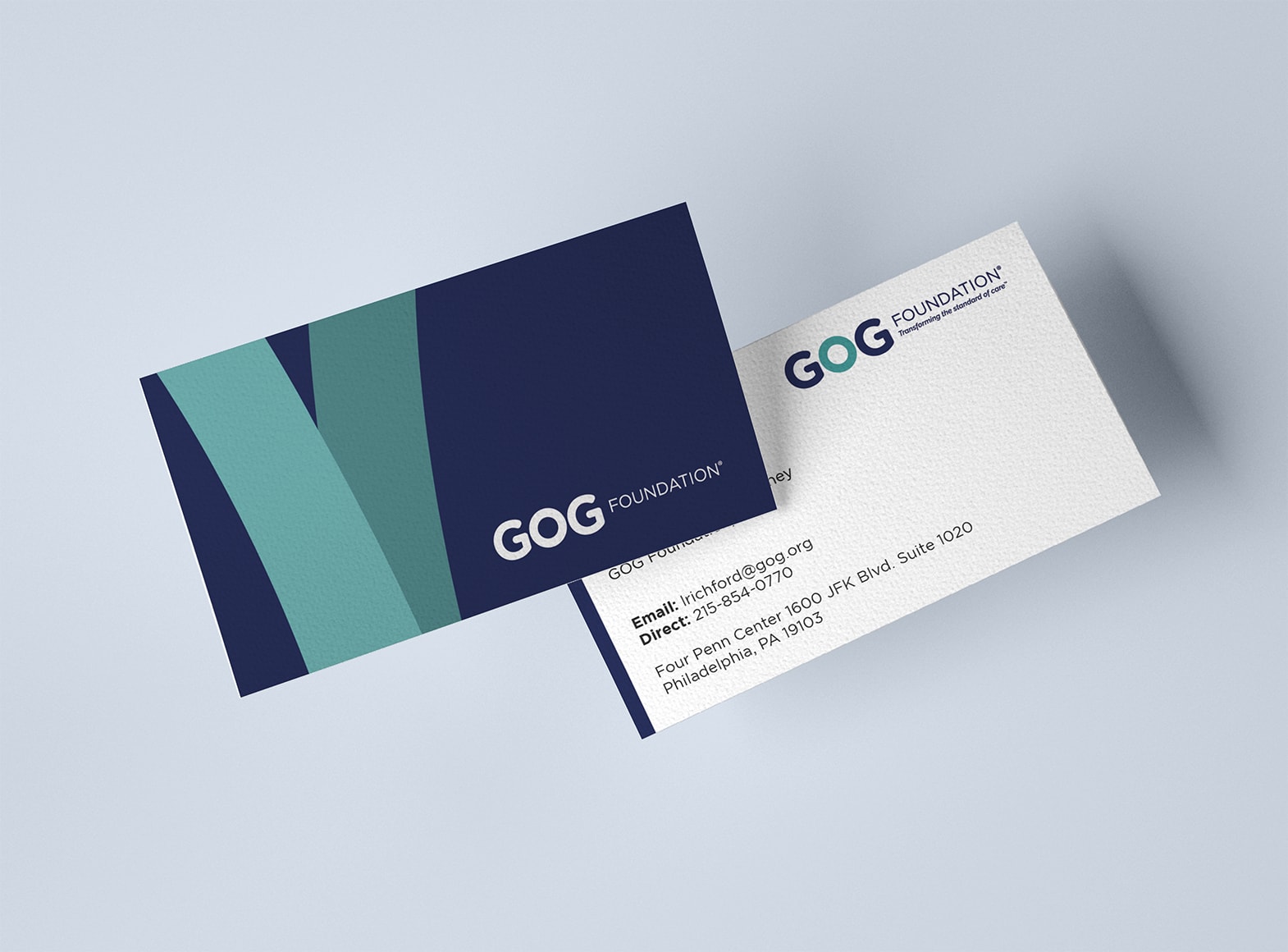 GOG business cards with clean, modern design