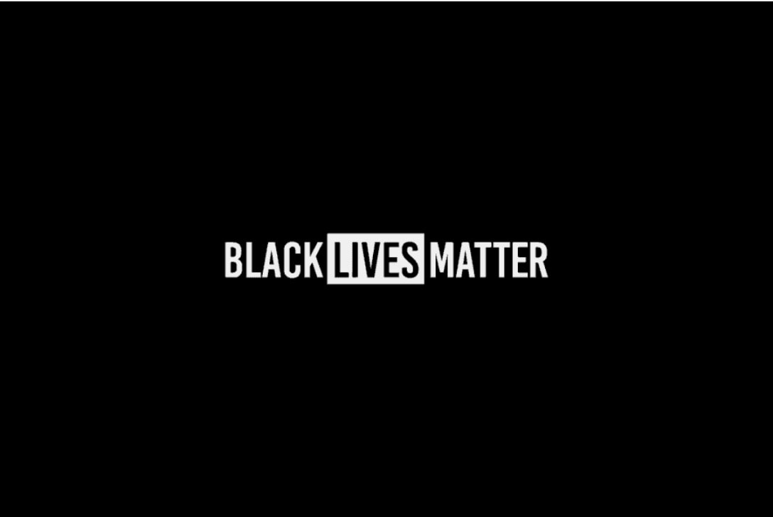 black image with text that reads "black lives matter"