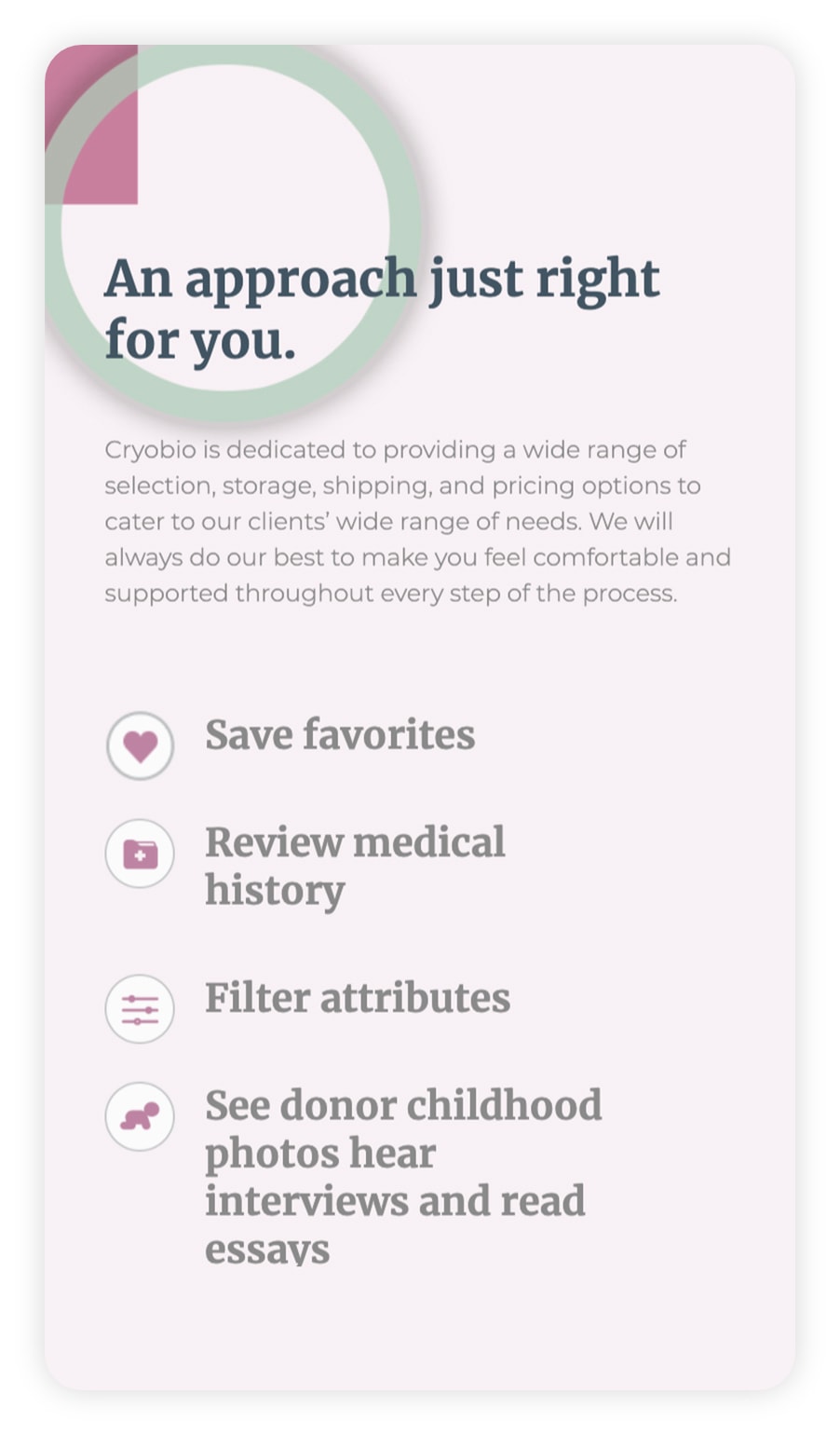 a detail shot of a website for CryobioCryobio