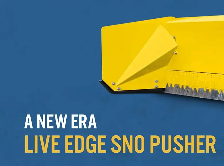 shot of the pro-tech website showing an image and text that reads "a new era. live edge sno pusher"
