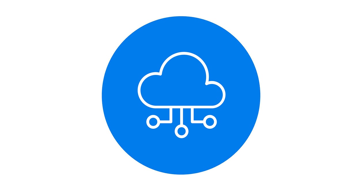 icon with thin line graphic of cloud 