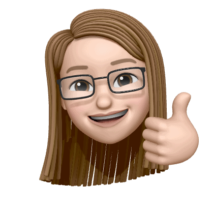 Memoji cartoon of brown haired woman with glasses, Kate