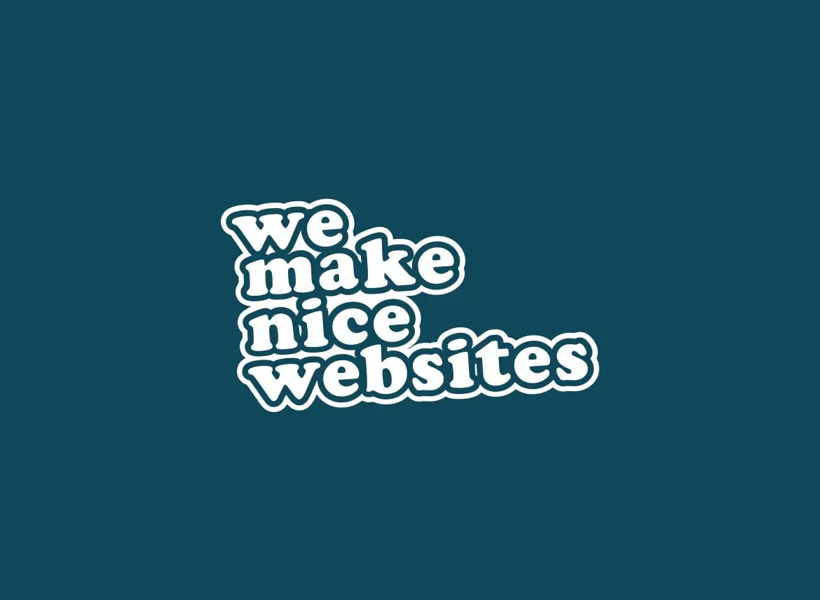text: "we make websites," in bold bubble letters