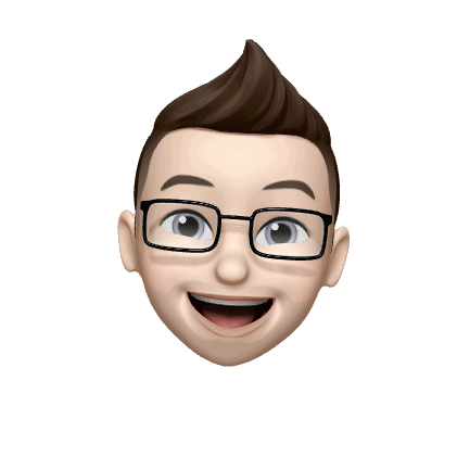 Memoji of Kevin, Caucasian male with brown faux-hawk and square glasses
