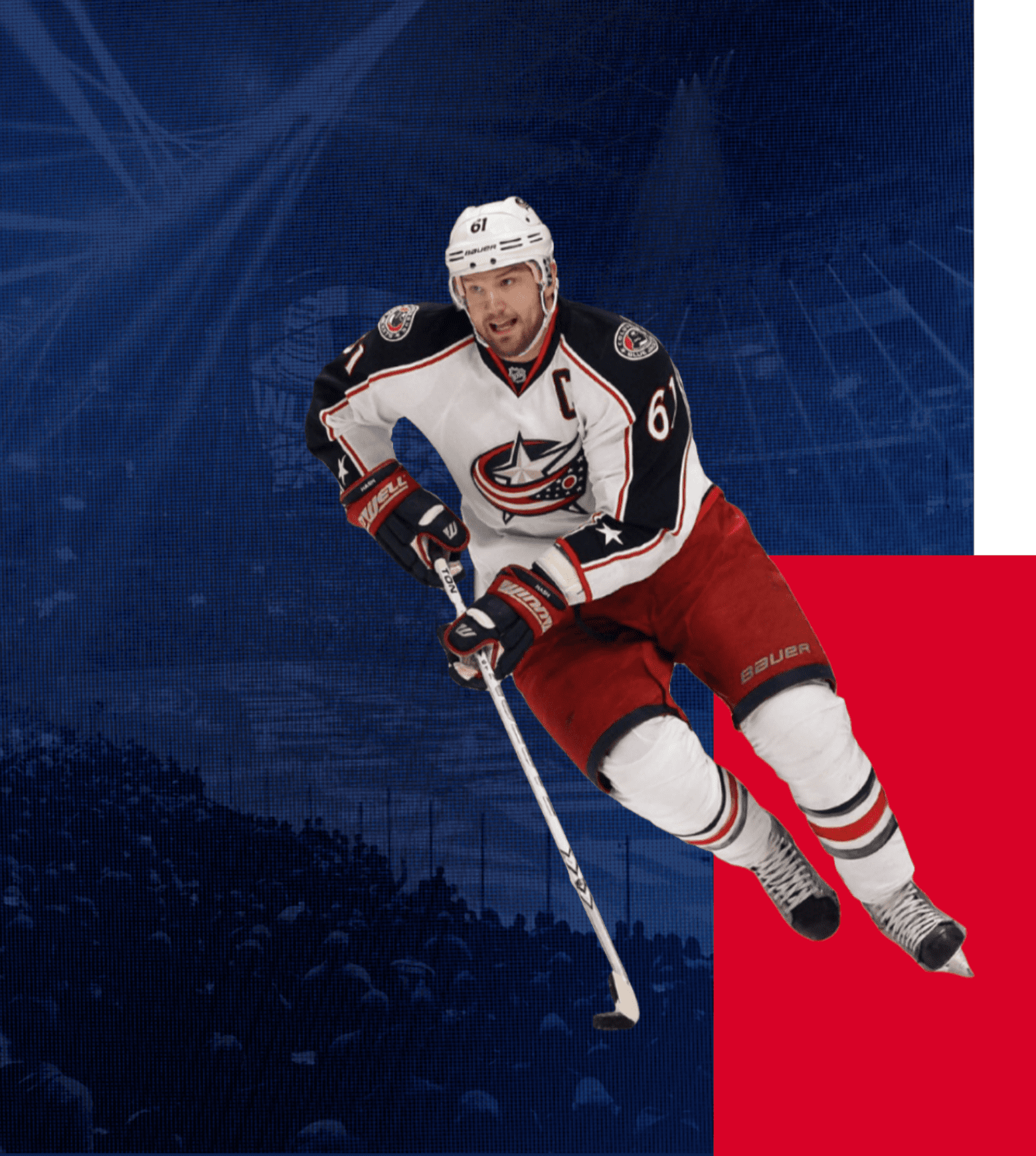 a detail shot of a website for the Columbus Blue Jackets