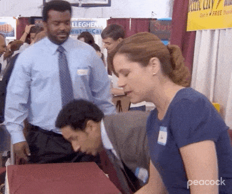 Gif from "The Office." Pam saying "That's all we brought" and holding up a single sheet of paper