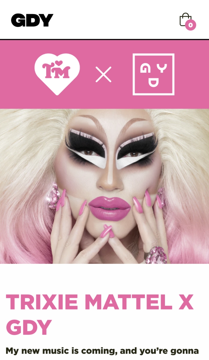 Mobile view of the Good Dye Young x Trixie Landing Page
